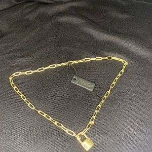 NWOT, sterling silver 925, gold plated 18inch Chain with pad lock.
